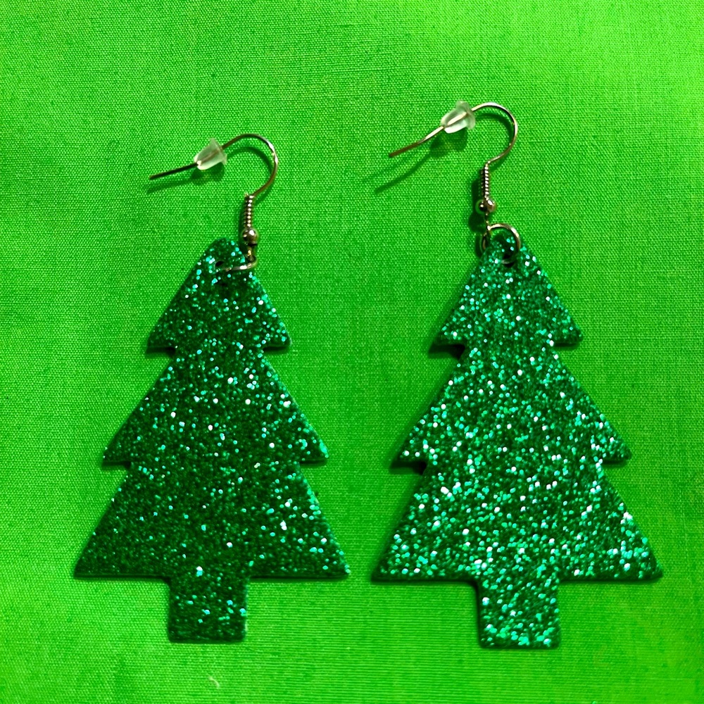 Christmas Tree Glitter Earrings